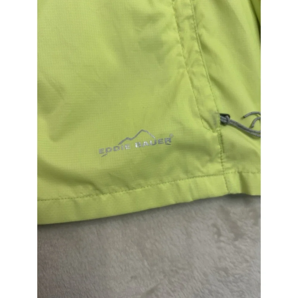Eddie Bauer Women's Large Windbreaker Lime Green Hooded‎ Ripstop Jacket - Picture 2 of 8